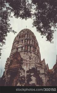 Chedi in Wat Ratchaburana temple, Ayutthaya, Thailand. Wat Ratchaburana temple, Ayutthaya, Thailand