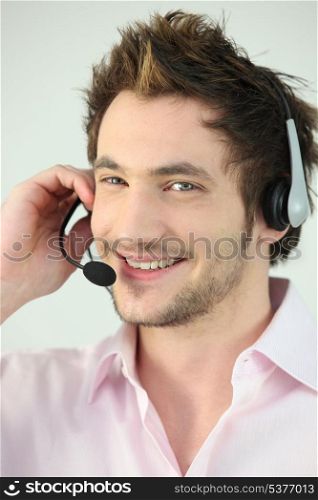 Cheerful call-center worker