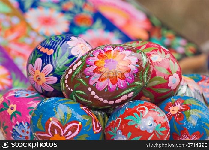 Cheerful cluster of easter eggs