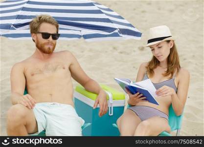 cheerful couple enjoy the common vacation