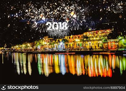 Cheerful fireworks display in city night
