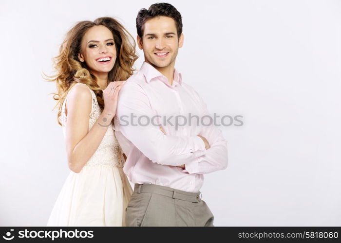 Cheerful young couple having great time together
