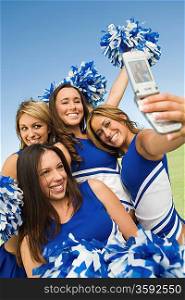Cheerleaders Posing for Camera Phone