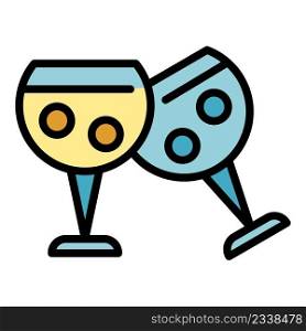Cheers glasses icon. Outline cheers glasses vector icon color flat isolated. Cheers glasses icon color outline vector