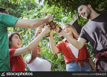 Cheers, Group of people cheering with beer