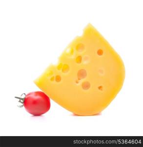 Cheese and cherry tomato isolated on white background cutout
