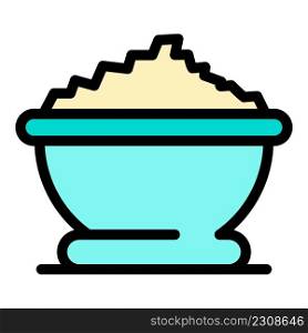 Cheese bowl icon. Outline cheese bowl vector icon color flat isolated. Cheese bowl icon color outline vector