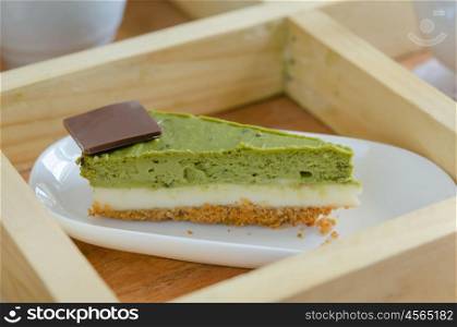 cheese cake. green tea ( Matcha ) cheese cake with chocolate