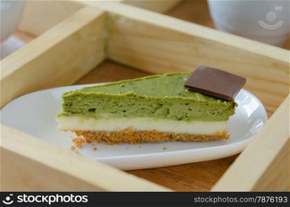 cheese cake. green tea ( Matcha ) cheese cake with chocolate