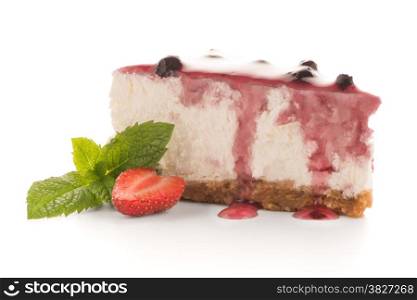 Cheese Cake slice on white background.