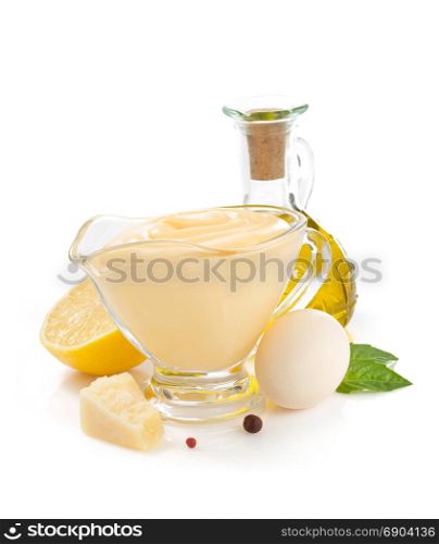 cheese mayonnaise sauce isolated on white background