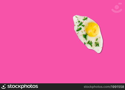 Cheese piece in Creative conceptual top view flat lay composition with copy space isolated on pink background in minimal style