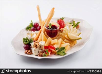 Cheese plate or delicious cheese mix