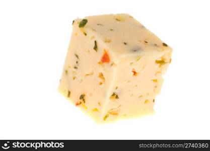 Cheese slice isolated on the white