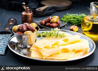 cheese with olives and spice, stock photo