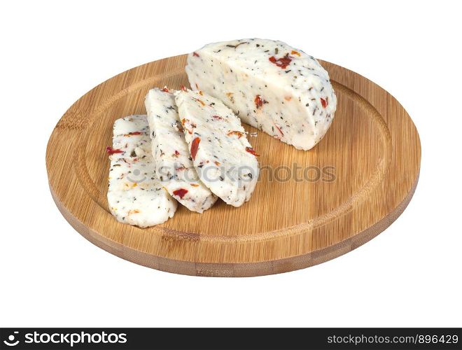 Cheese with tomatoes and basil isolated on white. Cheese with Tomato and Basil