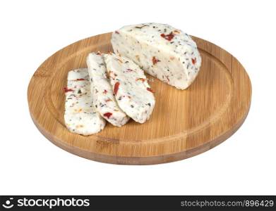 Cheese with tomatoes and basil isolated on white. Cheese with Tomato and Basil