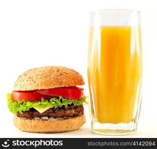 cheeseburger and orange juice