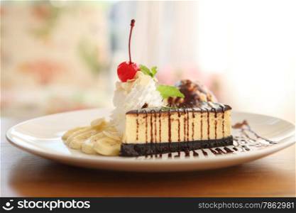 Cheesecake with Chocolate Sauce