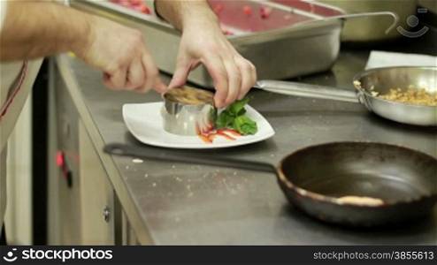Chef Arranging Plate Food.