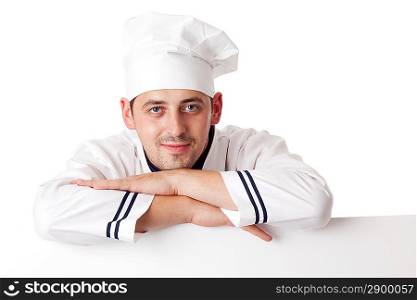 Chef cook. Isolated over white.