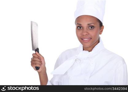 chef holding a kitchen knife
