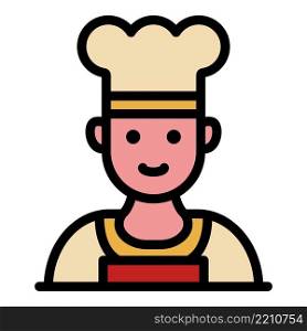 Chef in a hat icon. Outline chef in a hat vector icon color flat isolated. Chef in a hat icon color outline vector