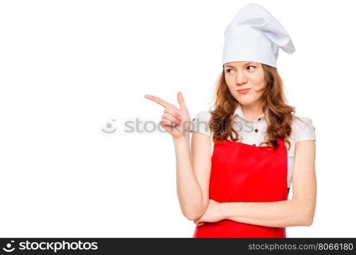 Chef shows a finger on the left space