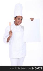 Chef with a blank board