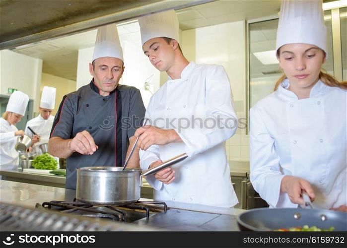 Chef working with trainees