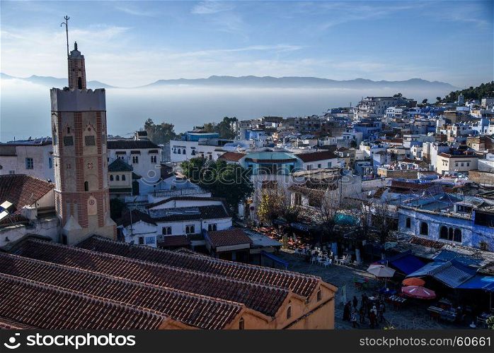 Chefchaouen, the blue city in the Morocco.. Chefchaouen, the blue city in the Morocco is a popular travel destination