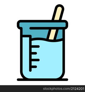 Chemical beaker icon. Outline chemical beaker vector icon color flat isolated. Chemical beaker icon color outline vector