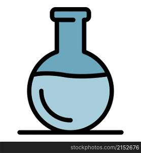 Chemical flask icon. Outline chemical flask vector icon color flat isolated. Chemical flask icon color outline vector