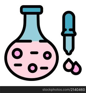 Chemical flask pipette icon. Outline Chemical flask pipette vector icon color flat isolated. Chemical flask pipette icon color outline vector