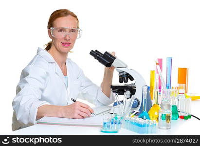 chemical laboratory scientist woman working portrait at work