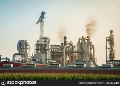 Chemical plant for the processing of chipboard of a furniture factory
