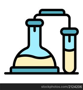 Chemical pots experiment icon. Outline chemical pots experiment vector icon color flat isolated. Chemical pots experiment icon color outline vector