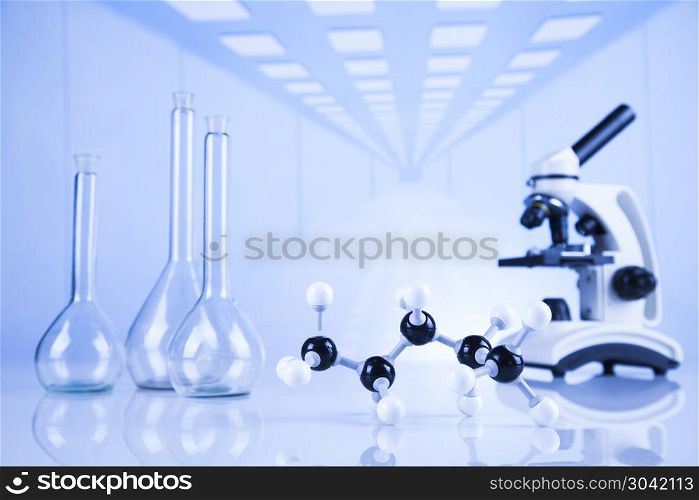 Chemical, Science, Laboratory Equipment. Chemistry science, Laboratory glassware background