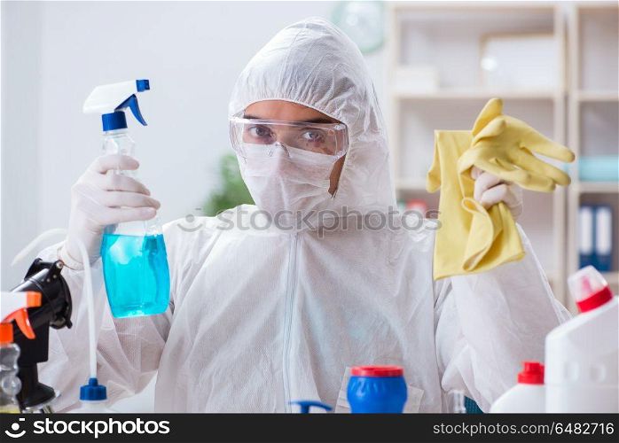 Chemist checking the quality of bathroom supplies