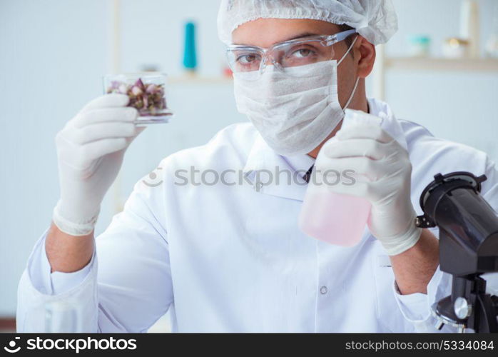 Chemist mixing perfumes in the lab