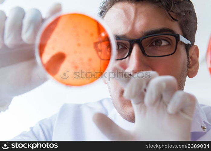 Chemist working in the laboratory with hazardous chemicals