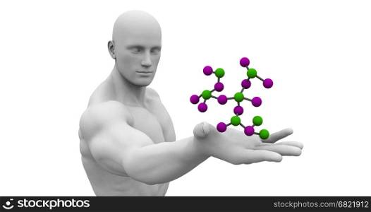 Chemistry Science with Man Looking at Molecular Formula