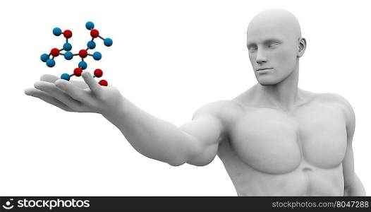 Chemistry Science with Man Looking at Molecular Formula