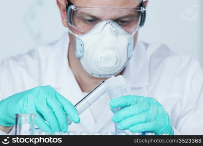 Chemistry Scientist conducting experiments in laboratory