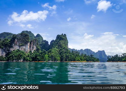 Cheow Lan Lake limestone cliffs, Khao Sok National Park, Thailand. Cheow Lan Lake cliffs, Khao Sok National Park, Thailand