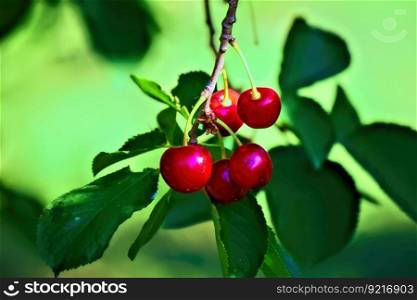 cherries cherry tree plants nature
