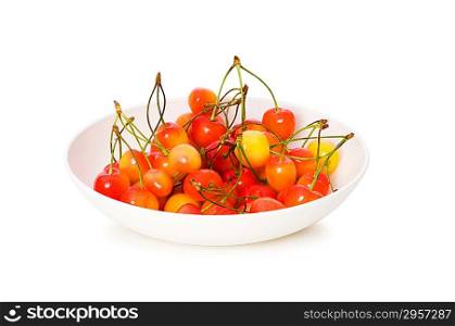 Cherries isolated on the white background