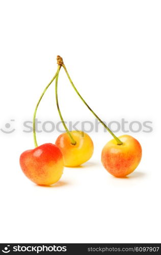 Cherries isolated on the white background