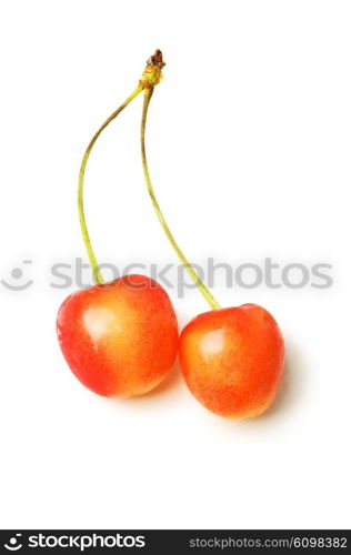 Cherries isolated on the white background