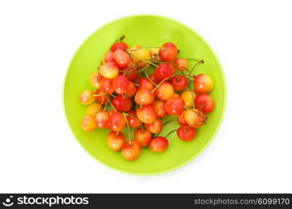 Cherries isolated on the white background